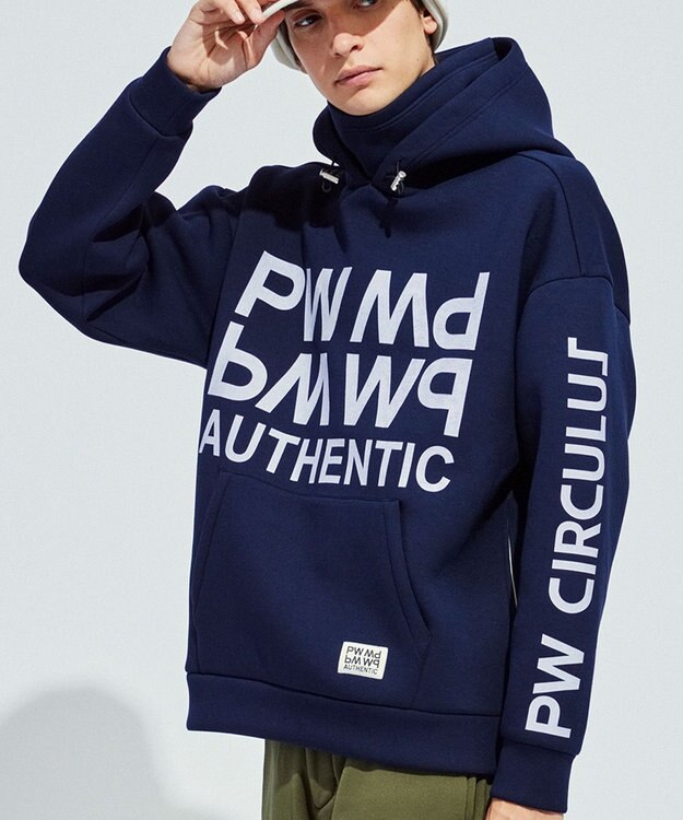 PW CIRCULUS 【NEWデザイン】【MEN】 LOGO graphic  デタッチャブルフーディー ネイビー系