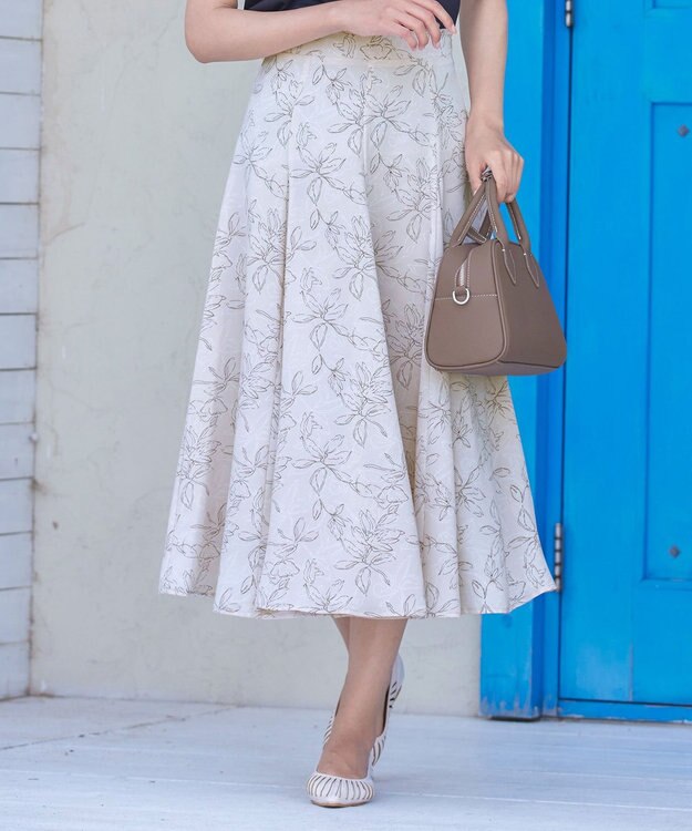 Tiaclasse 【洗える】フラワープリントスカート ベージュ