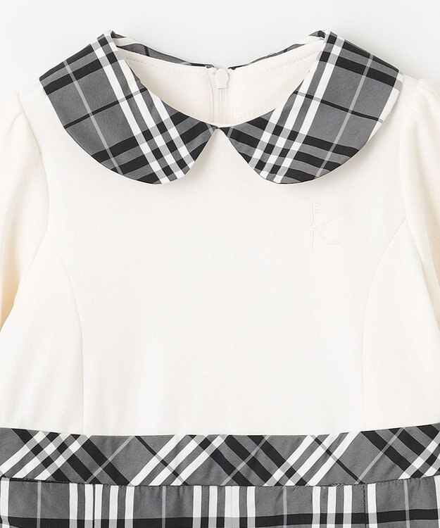 組曲 KIDS 【100㎝】チェックタフタドッキング ワンピース モノトーン系