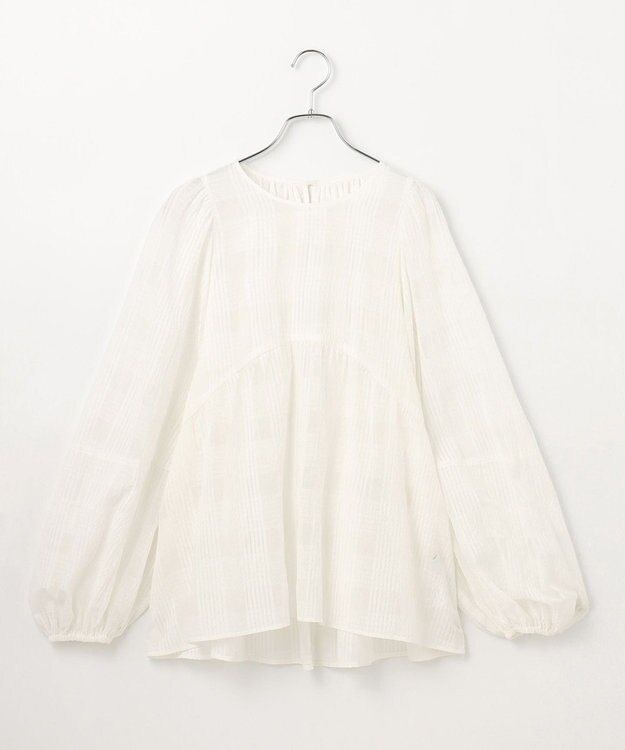 #Newans シアーチェックボリュームブラウス ホワイト