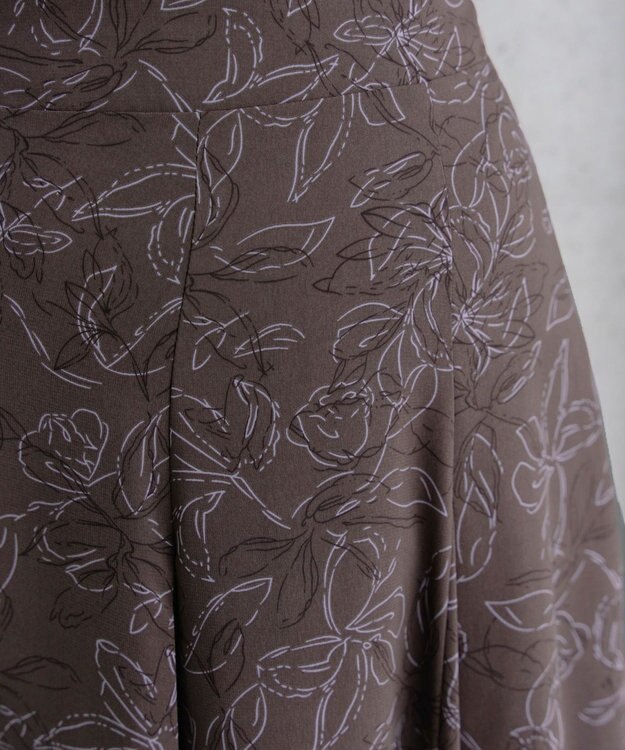 Tiaclasse 【洗える】フラワープリントスカート ブラウン