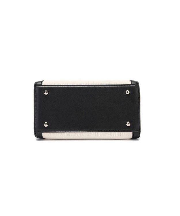 style code 【MERCURYDUO/マーキュリーデュオ】カードケース付 軽量キャンバスロゴ 2WAYトートバッグ アイボリーブラック