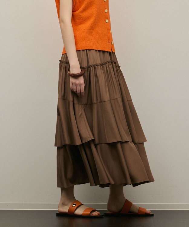 GRACE CONTINENTAL ロングティアードスカート ブラウン