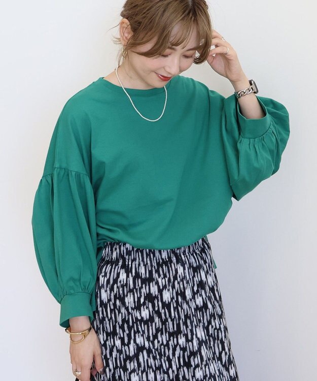 AMERICAN HOLIC ドルマンギャザースリーブカットプルオーバー Green