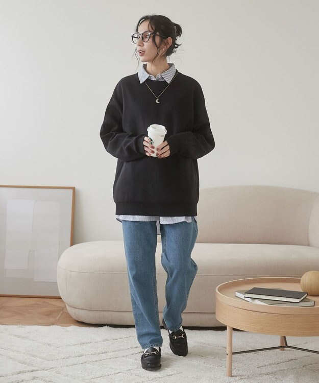 WEGO 【ユニセックス着用ITEM/MLサイズ展開】ミラノリブクルーネックプルオーバー ブラック