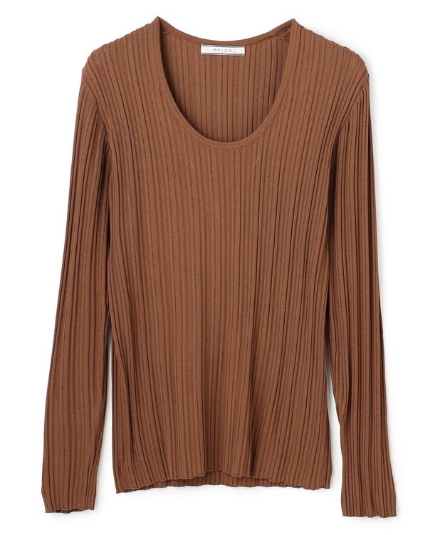 BEIGE， LABRADO / ランダムリブ Uネックニット Brown