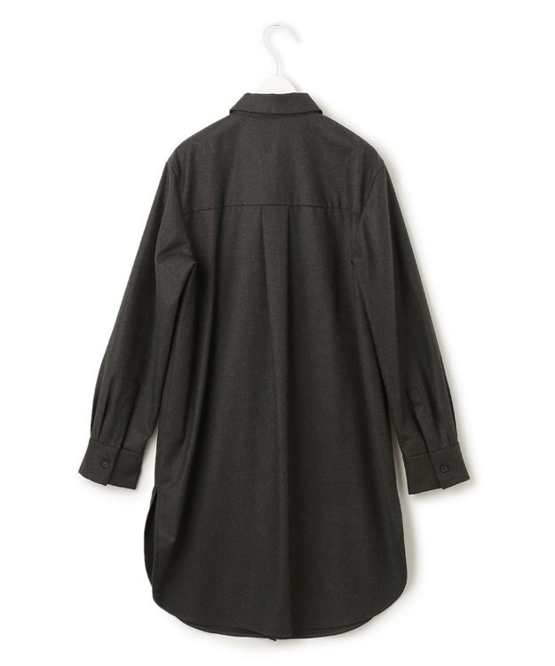 ICB L 【洗える】 ウールミルドサキソニー ロングシャツ チャコール系