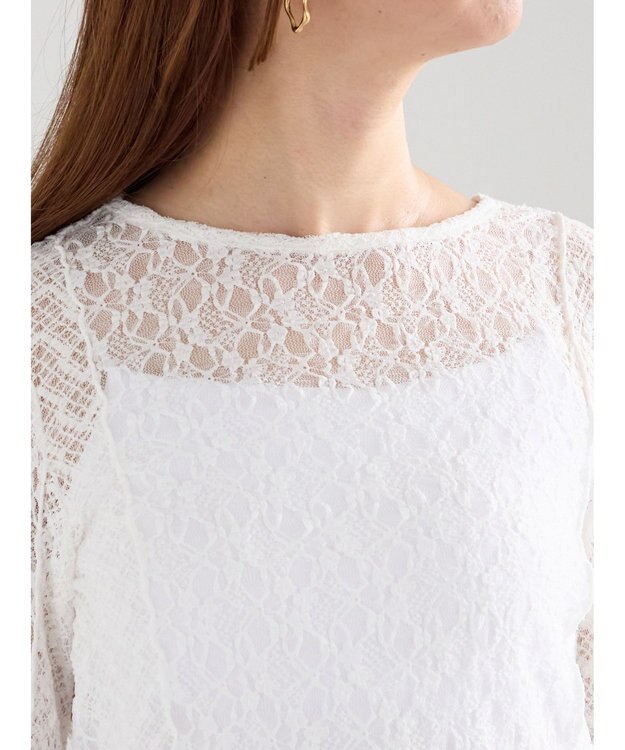 Te chichi パッチワークレースクルーネックTOPS《2025Autumn catalog vol.2 item》 オフホワイト