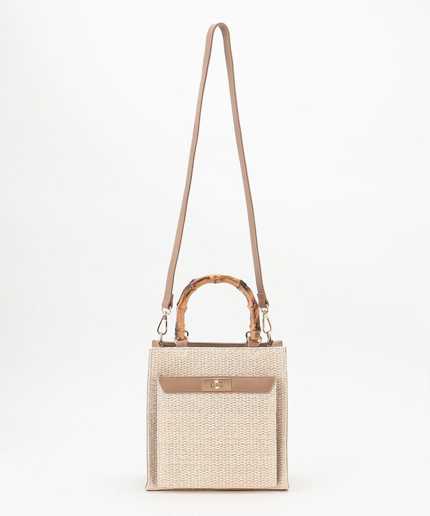 ANY SIS 【美人百花7月号掲載】2WAYバンブーライクハンドルミディ トートバッグ ナチュラル×ベージュ