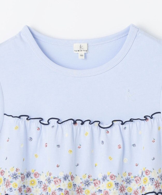 組曲 KIDS 【150-160㎝】ティアードフラワー チュニック サックスブルー
