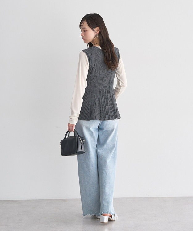 earth music&ecology フレアニットベスト Dark Gray