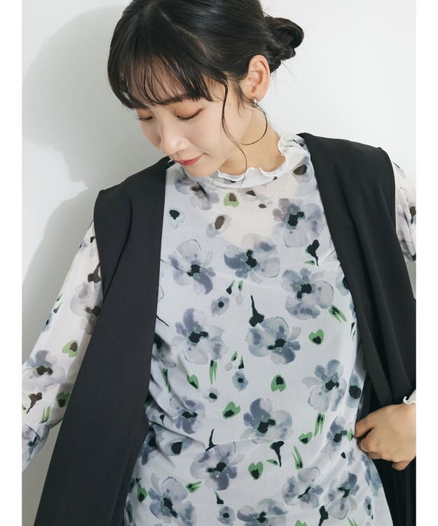 CRAFT STANDARD BOUTIQUE プリント柄スタンドネックプルオーバー Off White