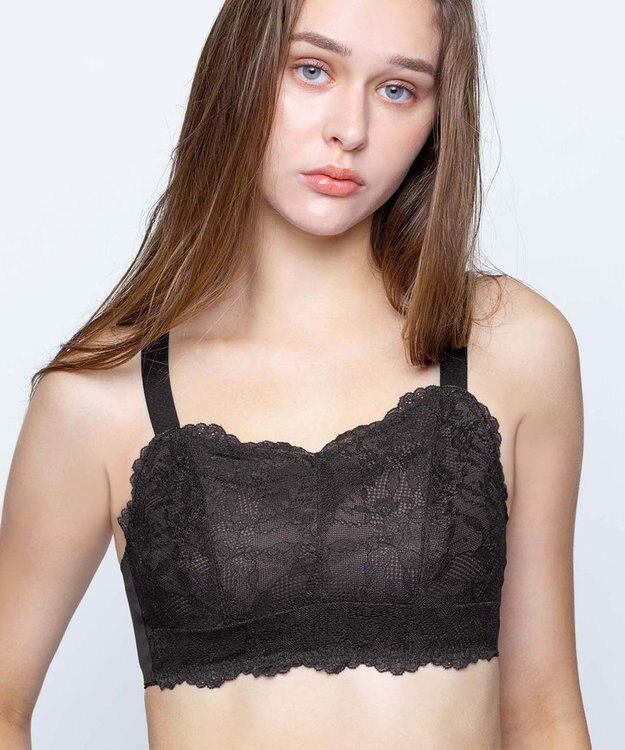 AMPHI ナイトブラ 眠っている間もバストをサポート 夜用ブラ 昼夜問わず使用可能 【ナイトアップブラ レーシィ】 ノンワイヤー ブラ ブラジャー LWF164 アンフィ／ワコール ブラック