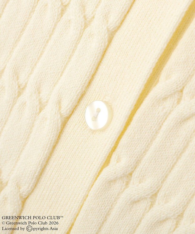 Green Parks GREENWICH POLO CLUB(TM)ケーブル襟付ニットカーディガン Ecru