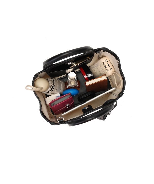 style code 【MERCURYDUO/マーキュリーデュオ】カードケース付 軽量キャンバスロゴ 2WAYトートバッグ アイボリーブラック