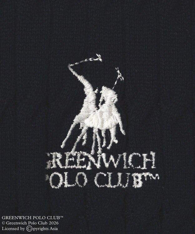 Green Parks GREENWICH POLO CLUB(TM)ケーブル襟付ニットカーディガン Navy