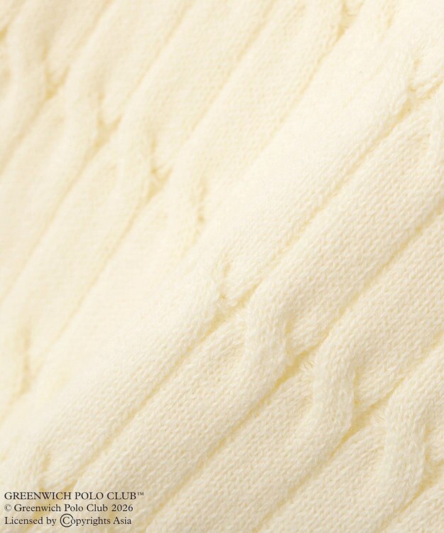 Green Parks GREENWICH POLO CLUB(TM)ケーブル襟付ニットカーディガン Ecru