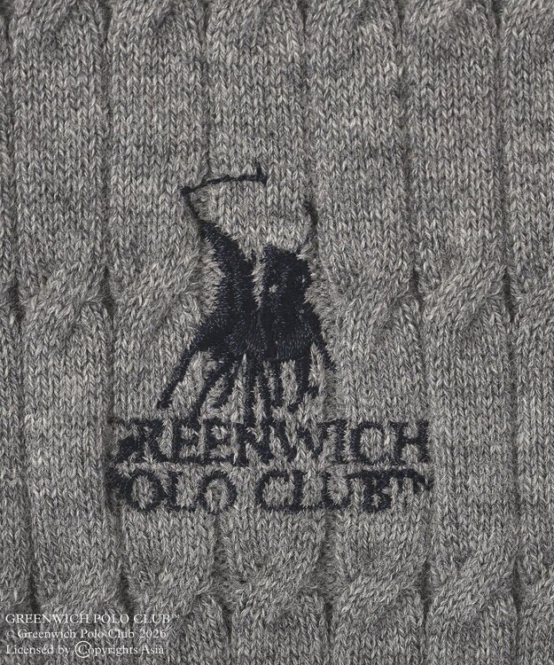 Green Parks GREENWICH POLO CLUB(TM)ケーブル襟付ニットカーディガン Gray