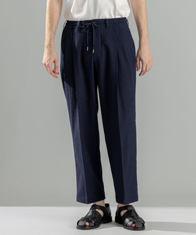 JOSEPH HOMME 新素材【通気性/ストレッチ】トリコサッカーストレッチ ドロスト付ワイドパンツ / BAILEY CONVERTIBLE ネイビー系