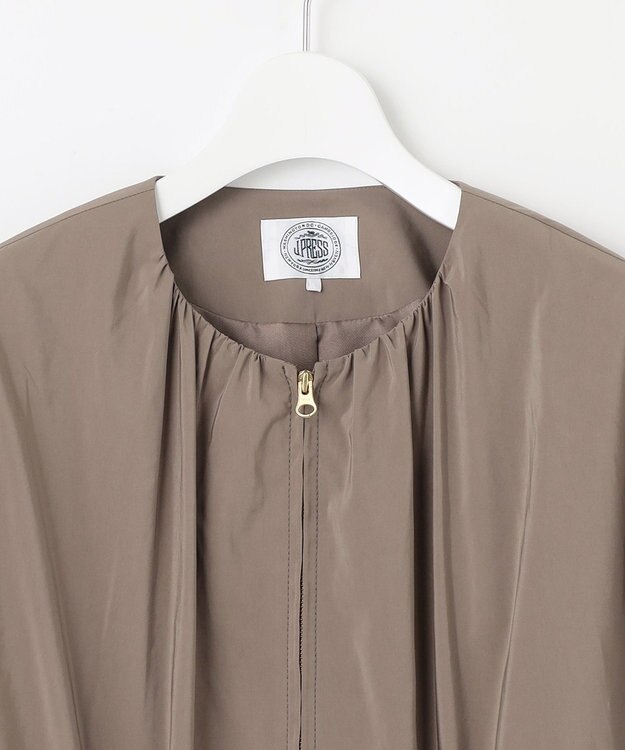 J.PRESS LADIES 【洗える・撥水】Artirosa ノーカラー ブルゾン ブラウン系