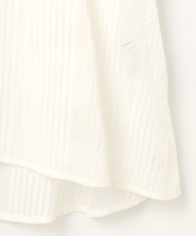 #Newans シアーチェックボリュームブラウス ホワイト