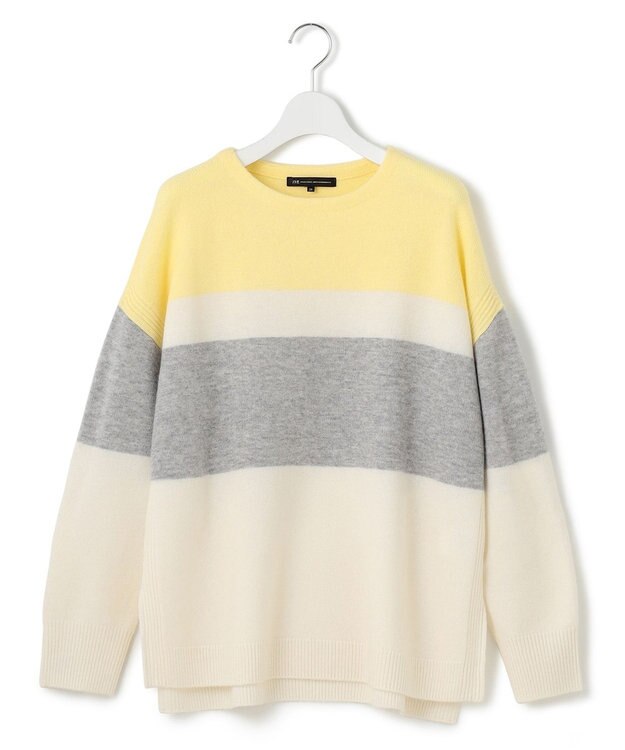 23区 S 【Oggi1月号掲載/洗える】ウールカシミヤ カラーブロック ニット ライトイエロー系