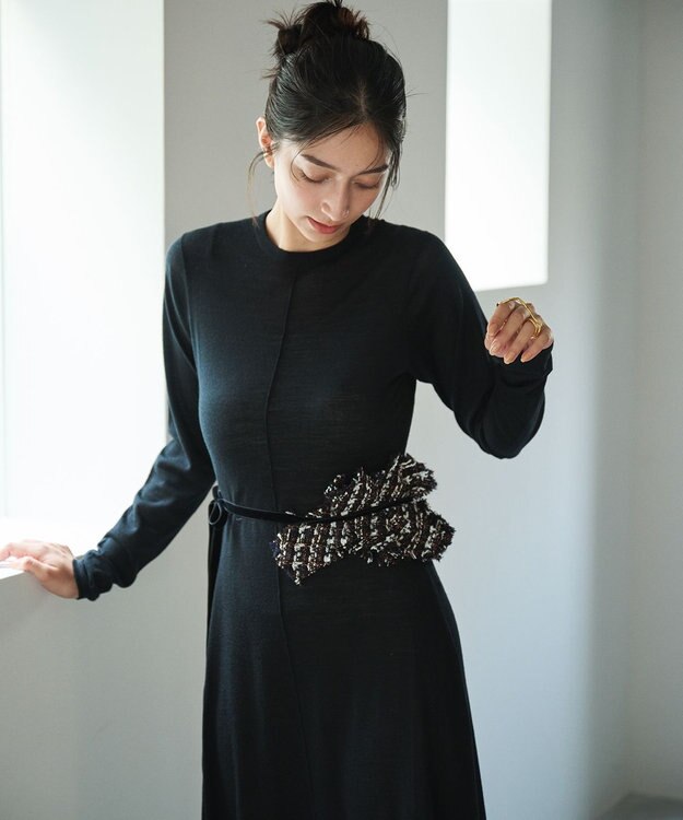 #Newans オリガミデザインベルト ネイビー(ツイード)