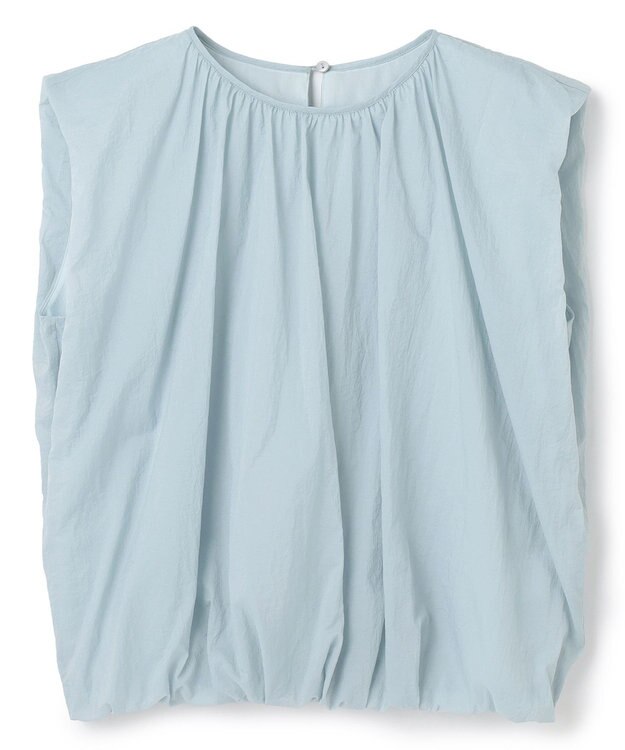 uncrave シアープルーフナイロン ギャザーブラウス サックス