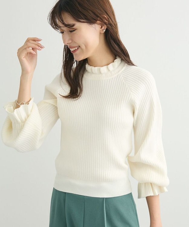 Green Parks ・ｓｗｉｎｇ　ｂｙ　キャンディスリーブリブニット Off White