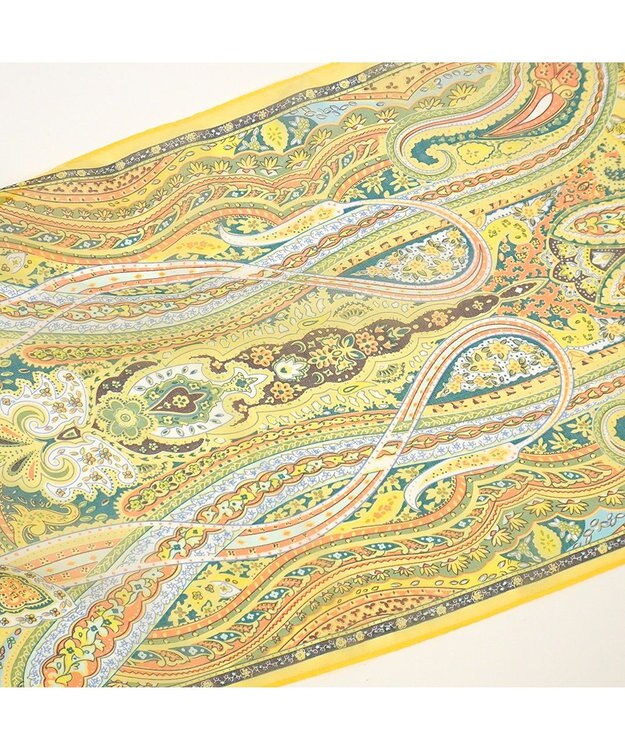 Marca ＜洗えるシルク＞【Marcaオリジナル】カシミール50 ウォッシャブルシルクローン ロングスカーフ イエロー