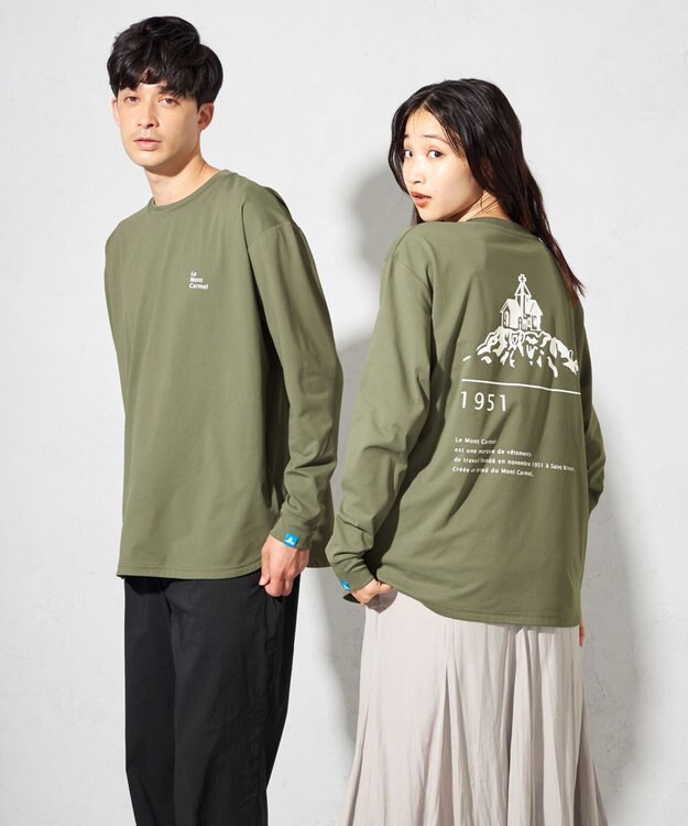 SHARE PARK LADIES 【UNISEX】吸水速乾 LMCバックプリントロングスリーブTシャツ（S・Mサイズ） オリーブ