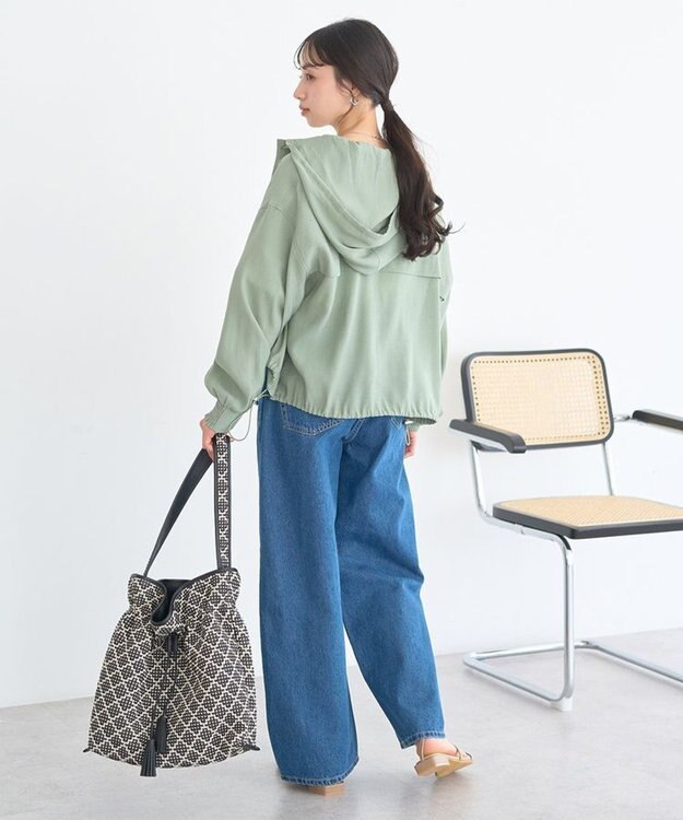 earth music&ecology 【フード取り外し可】シアーシャツブルゾン ライトカーキ