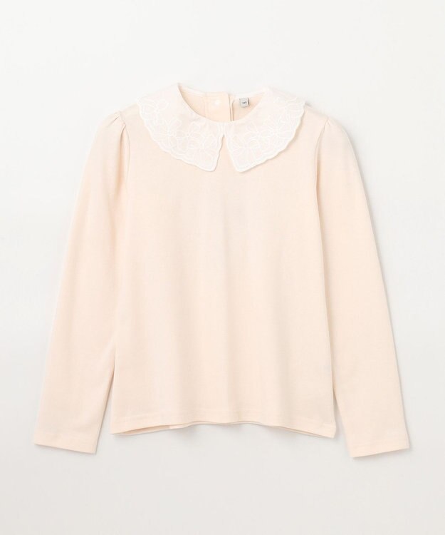 ANY KIDS 襟 刺繍 カットソー エクリュ