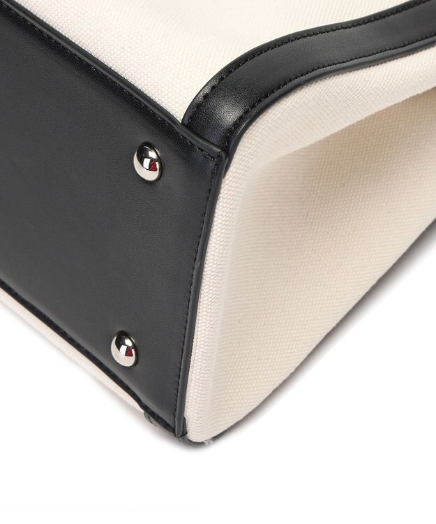 style code 【MERCURYDUO/マーキュリーデュオ】カードケース付 軽量キャンバスロゴ 2WAYトートバッグ アイボリーブラック