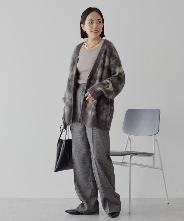 AMERICAN HOLIC ニュアンス柄ニットカーディガン Charcoal Gray