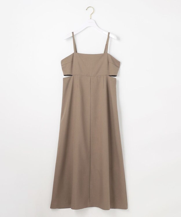 ANY SIS L 【洗える・2SET】カットデザインスタイルアップ ワンピース×ニット モカ×アイボリー