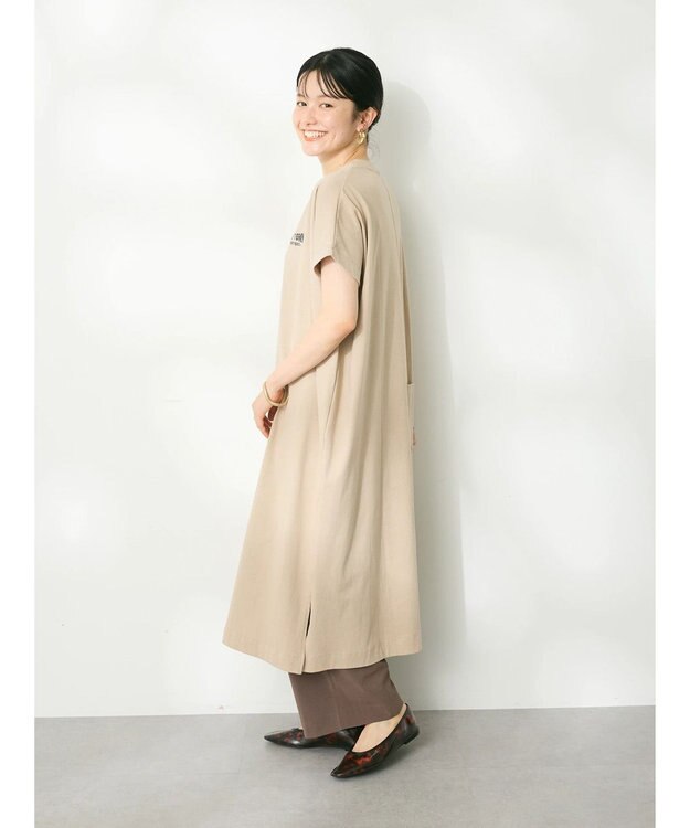 CRAFT STANDARD BOUTIQUE ヴィンテージ風天竺ワンポイントワンピース Gray Beige