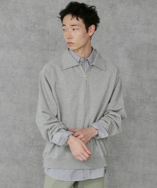 WEGO ラグランハーフZIPPO 杢グレー