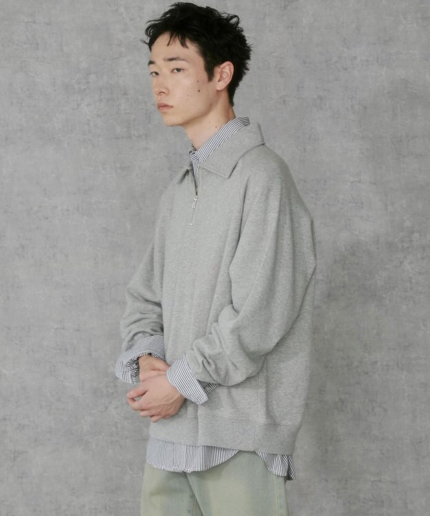 WEGO ラグランハーフZIPPO 杢グレー