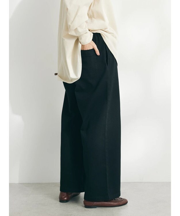 CRAFT STANDARD BOUTIQUE 裏起毛ツイルワイドパンツ Black