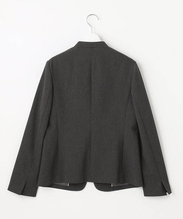 J.PRESS LADIES S 【洗える】アルガンシルク ノーカラー ジャケット グレー系