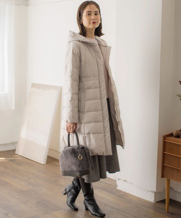 組曲 ライトタフタロングダウンコート アイスグレー系