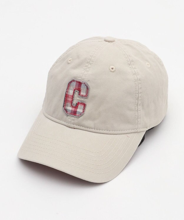 WEGO チェックロゴワンポイントキャップ ホワイトアイボリー