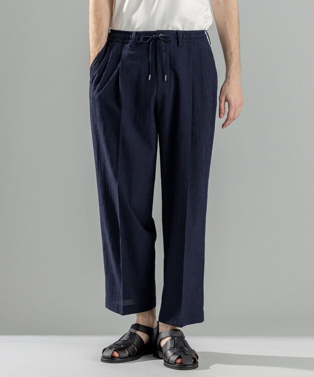 JOSEPH HOMME 新素材【通気性/ストレッチ】トリコサッカーストレッチ ドロスト付ワイドパンツ / BAILEY CONVERTIBLE ネイビー系