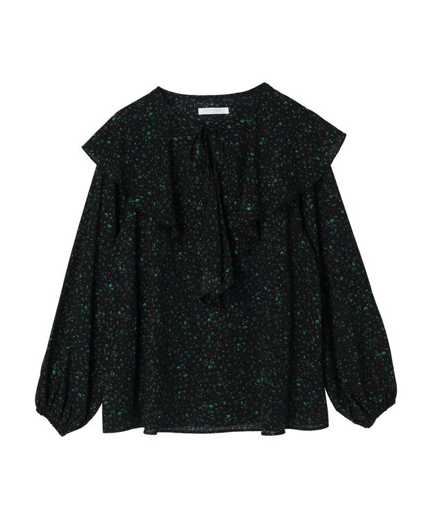 Green Parks 柄アソートラッフル衿ブラウス Flower