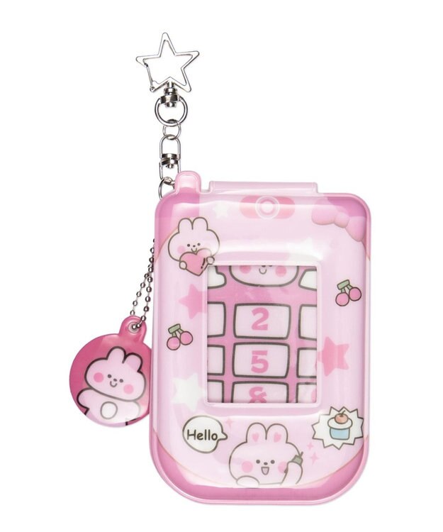 WEGO 【痛バ＆推し活グッズ】チャーム付きゆるアニマルガラケーカードホルダーキーホルダー ピンク