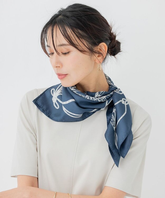 23区 【STORY7月号掲載】ドローイングシップスカーフ ネイビー系1