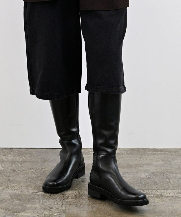 APOM イタリアンカーフ バックストレッチロングブーツ 40 ブラック