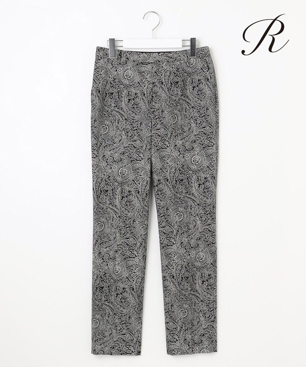 23区 【R(アール)】ジオメトリックペイズリープリント パンツ ペイズリーブラック