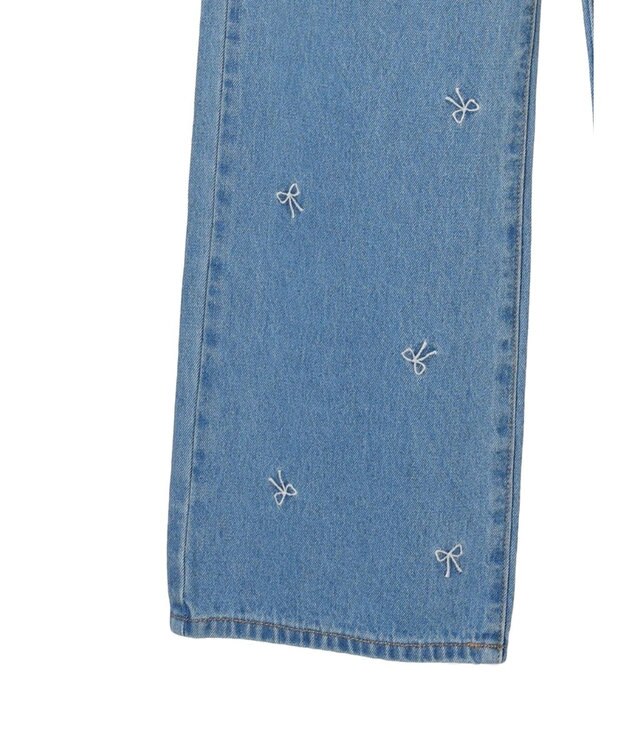 Green Parks ・Ｄｏｕｂｌｅ　Ｆｌａｇｓ　リボン刺繍ストレートデニム Light Indigo